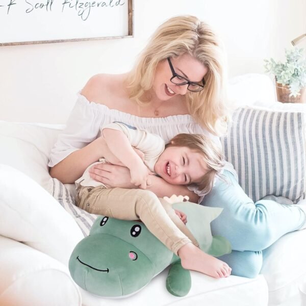Dinosaur Plush Toy Pillow,Cute Dinosaur Stuffed Animals Doll,Soft Lumbar Back Cushion Big Dinosaur Plushies Stuffed Toy Cute Pillows,Great Gift for Kids Birthday,Valentine (Green,31.4in)