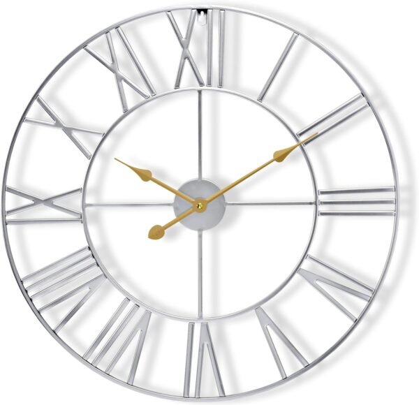 Sorbus Large Wall Clock for Living Room Decor, (40CM) 16 Inch Wall Clock Decorative, Metal Analog Roman Numeral Wall Clock Modern Wall Clocks - Large Clock Home Decor (Gold)
