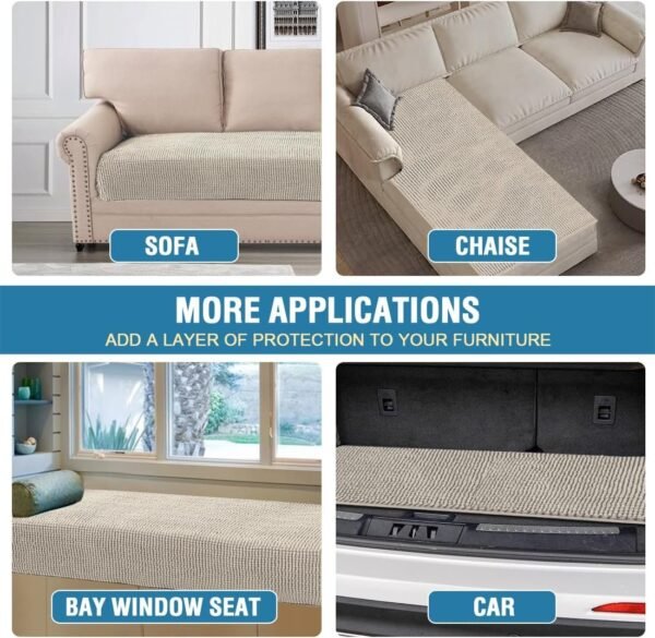 71fylg1IOdL._AC_SL1100.jpg H.VERSAILTEX Plush Chenille Dog Bed Cover Thick Soft Sofa Cover for 3 Cushion Couch Anti Slip Couch Cover Water Resistant Furniture Protector for Dog, Pet, Cat (35" x 82", Island Fossi)