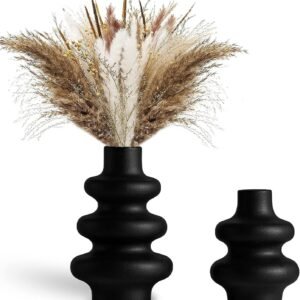 Ceramic Vases Set 2, Modern Home Decor,Off White Round Vases,Modern Dried Flower Vases, Boho Home Decor for Centerpieces Wedding Dinner Table Party Living Room Office Bedroom