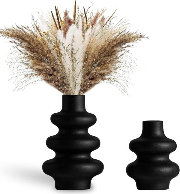 Ceramic Vases Set 2, Modern Home Decor,Off White Round Vases,Modern Dried Flower Vases, Boho Home Decor for Centerpieces Wedding Dinner Table Party Living Room Office Bedroom