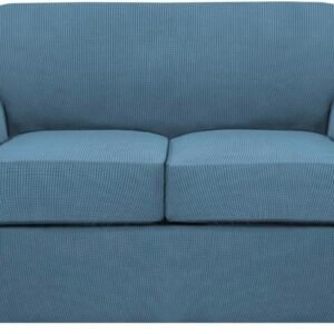71gobg_l02L._AC_SL1500.jpg H.VERSAILTEX 3 Piece Stretch Sofa Covers for 2 Cushion Sofa Couch Covers for Living Room Furniture Cover (Base Cover Plus 2 Seat Cushion Covers) Thicker Jacquard Fabric(Large Sofa, Grey)