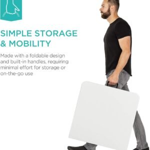 Best Choice Products 4ft Plastic Folding Table, Indoor Outdoor Heavy Duty Portable w/Handle, Lock for Picnic, Party, Camping - White