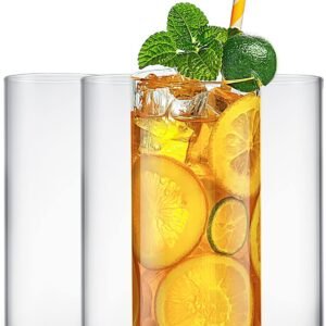 LUXU Drinking Glasses 19 oz, Thin Highball Glasses Set of 6,Clear Tall Glass Cups For Water, Juice, Beer, Drinks, and Cocktails and Mixed Drinks
