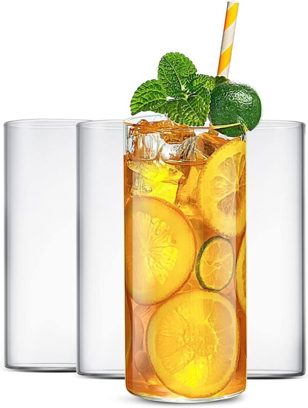 LUXU Drinking Glasses 19 oz, Thin Highball Glasses Set of 6,Clear Tall Glass Cups For Water, Juice, Beer, Drinks, and Cocktails and Mixed Drinks