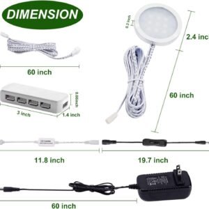 AIBOO RGB Color Changing LED Under Cabinet Lights Kit Aluminum Slim Puck Lamps for Kitchen Counter Wardrobe Counter Furniture Ambiance Christmas Decor Lighting (6 Lights)