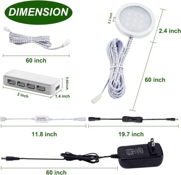 AIBOO RGB Color Changing LED Under Cabinet Lights Kit Aluminum Slim Puck Lamps for Kitchen Counter Wardrobe Counter Furniture Ambiance Christmas Decor Lighting (6 Lights)