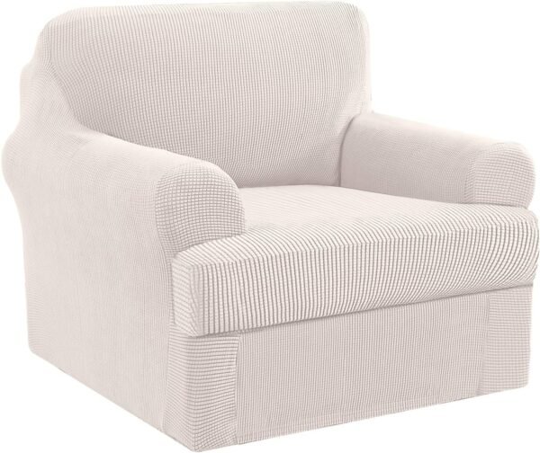 H.VERSAILTEX High Stretch Jacquard 2 Pieces Sofa Cover Couch Cover Furniture Sofa Slip Covers for Living Room, Polyester Spandex Jacquard Fabric Suit for T Cushion/Box Cushion (Sofa 72"-88", Navy)