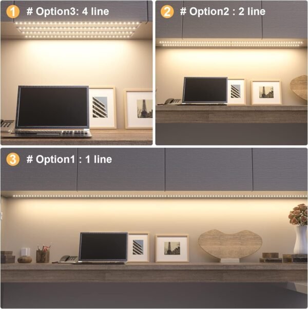 71jENt5KSoL._AC_SL1500.jpg WOBANE LED Cabinet Lights, 4 PCS 20inch LED Strip Lights Kit, Under Counter Lighting for Kitchen, Under Desk, Shelf, Display Case,Furniture, 120 LEDs, 1200 Lumen, 4000K Natural White