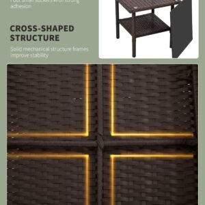 3 Piece Furniture Patio Chairs Wicker Outdoor Rattan Conversation Bistro Set for Backyard Porch Poolside Lawn (Brown)