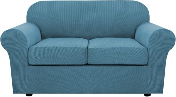 71jw1BtMluL._AC_SL1500.jpg H.VERSAILTEX 3 Piece Stretch Sofa Covers for 2 Cushion Sofa Couch Covers for Living Room Furniture Cover (Base Cover Plus 2 Seat Cushion Covers) Thicker Jacquard Fabric(Large Sofa, Grey)