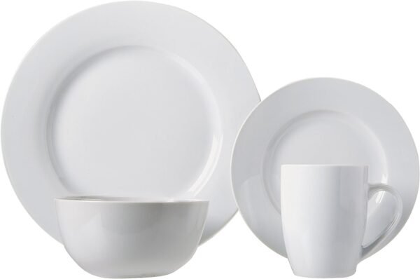 71k9aAw6nVL._AC_SL1500.jpg Basics 16-Piece Porcelain Kitchen Dinnerware Set with Plates, Bowls and Mugs, Service for 4 - White