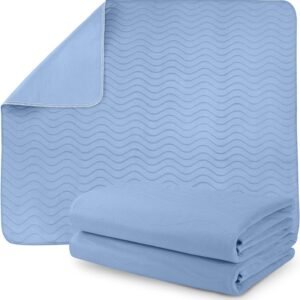 Utopia Bedding Waterproof Incontinence Bed Pads 34 x 52 Inches (Pack of 4, Blue), Washable and Reusable Underpads for Adults, Elderly and Pets, Absorbent Protective Pads