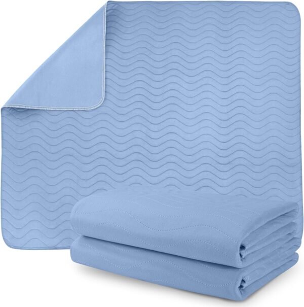 Utopia Bedding Waterproof Incontinence Bed Pads 34 x 52 Inches (Pack of 4, Blue), Washable and Reusable Underpads for Adults, Elderly and Pets, Absorbent Protective Pads