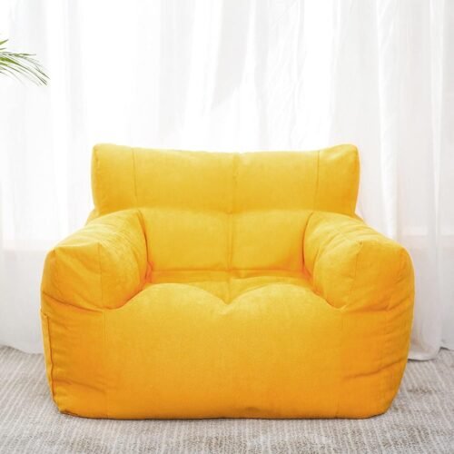 71lUE2ZqQdL._AC_SL1500.jpg Lazy Sofa Bean Bag Double Small Sofa Dormitory Bedroom Balcony Leisure Recliner Velvet Cotton Bean Bag Jacket (no Padding),Yellow Single