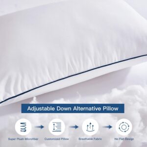 Pillows Standard Size Set of 2,Adjustable Microfiber Standard Pillows with Hollow Fiber,Hotel Quailty Bed Pillows for Sleeping 2 Pack for Side Sleeper