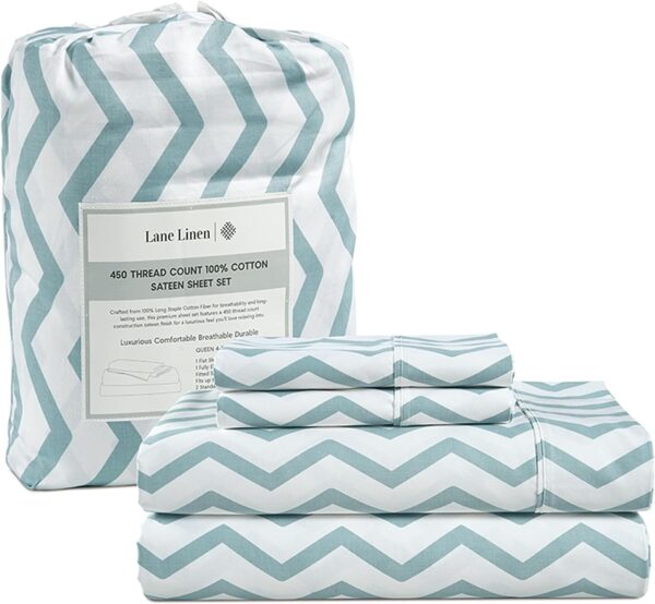 LANE LINEN Queen Sheet Set, 4 Pc Queen Size Sheets Set, 450 Thread Count 100% Cotton Sheets, Cooling Sheets Queen Size, Soft and Breathable Bed Sheets Queen, Deep Pocket Queen Sheets - Ivory
