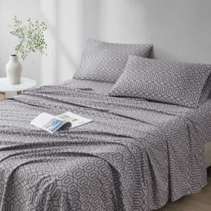 Comfort Spaces 100% Cotton Sheet Set Breathable, Lightweight, Soft with 14" Elastic Pocket Fits up to 16" Mattress, All Season Cozy Bedding, Matching Pillow Case, Queen Good Vibes 4 Piece