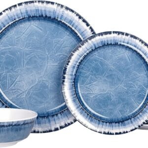71nC1OtfrAL._AC_SL1500.jpg AELS Melamine Dinnerware Set of 12 Pcs Dinner Dishes Set for Indoor and Outdoor Use, Dishwasher Safe, Lightweight Unbreakable, BPA Free, Light Blue