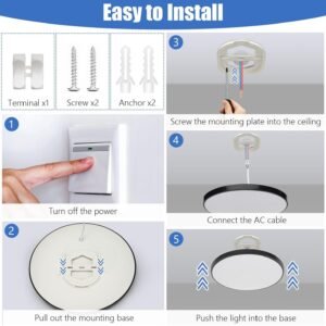 71na-cITIbL._AC_SL1500.jpg 24W Led Ceiling Light, 12 Inch Flush Mount Ceiling Light, 6500K Super Bright Light Fixture with 3000 Lumens for Bedroom, Living Room, Hallway, Dining Room, Study Room(White)