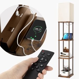 addlon Floor Lamp with Shelves, 4-Tier Modern Shelf Floor Lamp with 3CCT LED Bulb, Display Lamp for Living Room, Bedroom and Office - Black