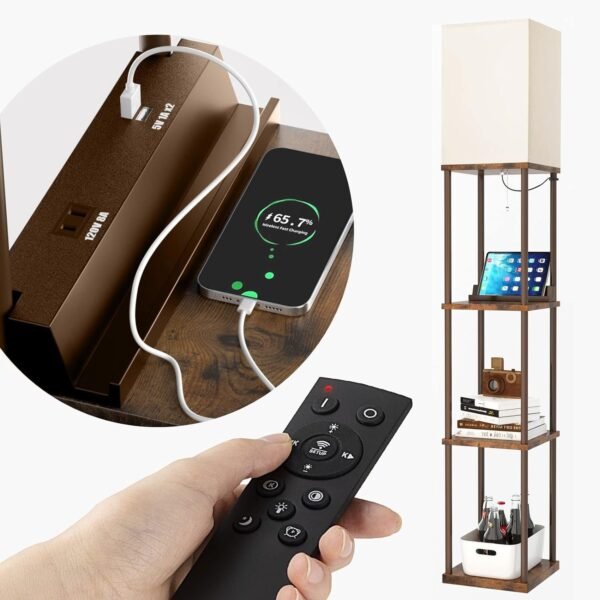 addlon Floor Lamp with Shelves, 4-Tier Modern Shelf Floor Lamp with 3CCT LED Bulb, Display Lamp for Living Room, Bedroom and Office - Black