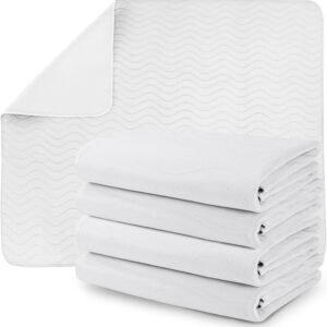 Utopia Bedding Waterproof Incontinence Bed Pads 34 x 52 Inches (Pack of 4, Blue), Washable and Reusable Underpads for Adults, Elderly and Pets, Absorbent Protective Pads
