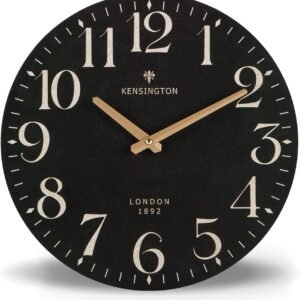 HOME Farmhouse Black Wall Clock - 12 Inch Quartz Battery Operated Vintage Wooden Decorative Silent Analog Clock for Kitchen, Living Room, Bedroom, Office