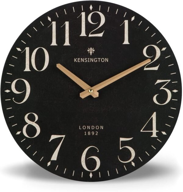 HOME Farmhouse Black Wall Clock - 12 Inch Quartz Battery Operated Vintage Wooden Decorative Silent Analog Clock for Kitchen, Living Room, Bedroom, Office