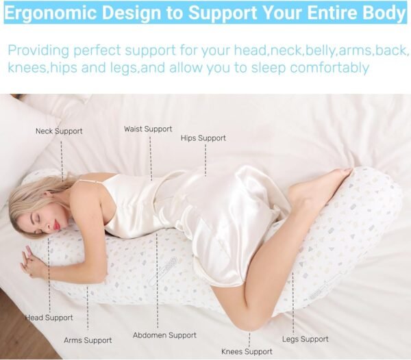 Full Body Pillow for Side Sleeper,60"*22"*11" Swan Body Pillow with Skin-Friendly Pillowcase,Ergonomic Pregnancy Body Pillow for Head,Belly,Back,Legs and HIPS Relief