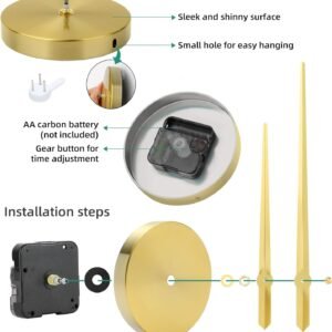 VREAONE Large 3D DIY Wall Clock, Giant Roman Numerals Clock Frameless Mirror Big Wall Clock Home Decoration for Home Living Room Bedroom Wall Decorations(Gold)