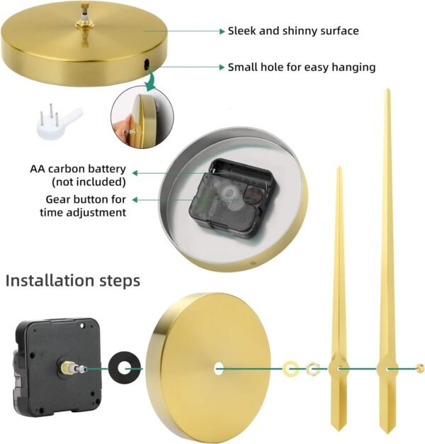 VREAONE Large 3D DIY Wall Clock, Giant Roman Numerals Clock Frameless Mirror Big Wall Clock Home Decoration for Home Living Room Bedroom Wall Decorations(Gold)