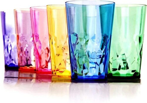 19oz Unbreakable Premium Drinking Glasses Set of 6 - Super Grade Acrylic Plastic - Perfect for Gifts - Dishwasher Safe - Stackable - Drinkware Cups Reusable Water Tumbler