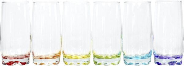 Vibrant Splash Water, Beverage Highball Glasses, 13.25 Ounce - Set of 6