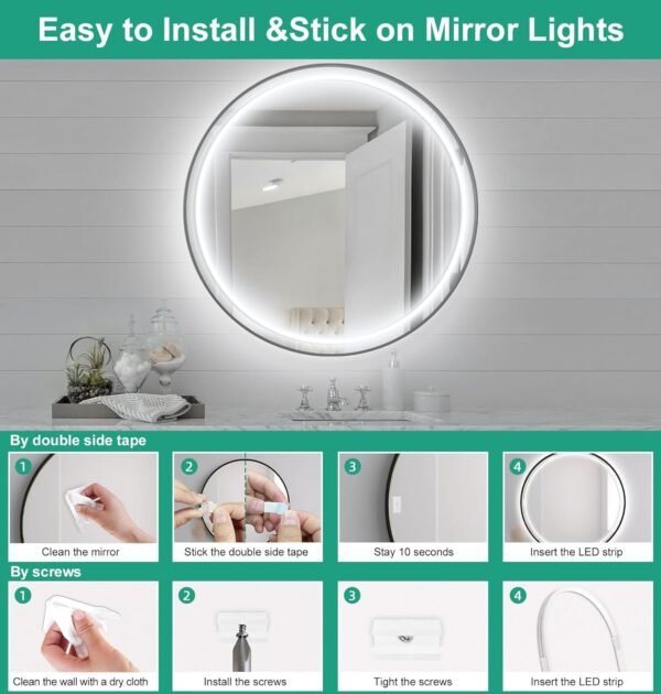 71rm_YBfEoL._AC_SL1500.jpg Lamomo LED Vanity Lights for Mirror, Modern Hollywood Style Makeup Light, 13ft Bright White Dimmable Waterproof Flexible Strip Lights for Bathroom, Makeup Table, Dressing Room(Mirror Not Included)