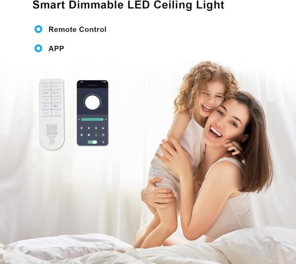 Goeco Dimmable Ceiling Light, White 5-Petals Flower Design Flush Mount Ceiling Lights Fixture, 3000K-6500K LED Acrylic with APP/Remote Control for Bedroom, Dining Room, Living Room, Kitchen