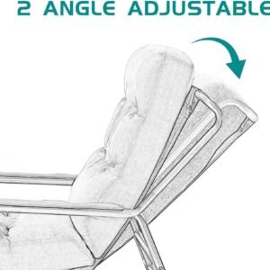 JUSTONE Modern Cotton Fabric Lazy Chair, Accent Contemporary Lounge Chair, Single Steel Frame Leisure Chair with Armrests,Thick Padded Back,(Blue)