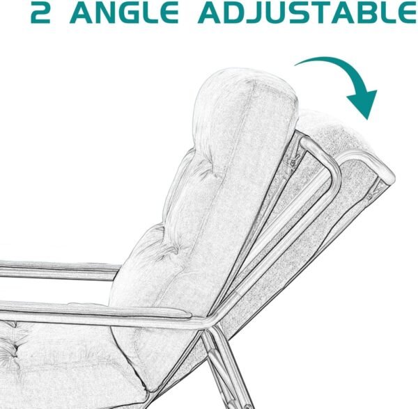 JUSTONE Modern Cotton Fabric Lazy Chair, Accent Contemporary Lounge Chair, Single Steel Frame Leisure Chair with Armrests,Thick Padded Back,(Blue)