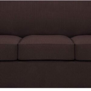 71t2tAbEprL._AC_SL1500.jpg H.VERSAILTEX 3 Piece Stretch Sofa Covers for 2 Cushion Sofa Couch Covers for Living Room Furniture Cover (Base Cover Plus 2 Seat Cushion Covers) Thicker Jacquard Fabric(Large Sofa, Grey)