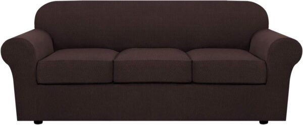 71t2tAbEprL._AC_SL1500.jpg H.VERSAILTEX 3 Piece Stretch Sofa Covers for 2 Cushion Sofa Couch Covers for Living Room Furniture Cover (Base Cover Plus 2 Seat Cushion Covers) Thicker Jacquard Fabric(Large Sofa, Grey)