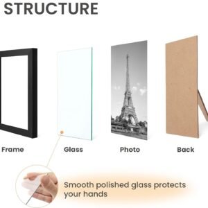 upsimples 10 Pack Picture Frames Collage Wall Decor with Glass, Gallery Wall Frame Set for Wall Mounting or Tabletop Display, Multi Sizes Including 8x10, 5x7, 4x6 Family Photo Frames, Black
