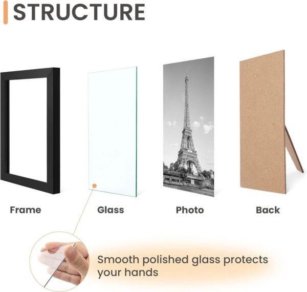 upsimples 10 Pack Picture Frames Collage Wall Decor with Glass, Gallery Wall Frame Set for Wall Mounting or Tabletop Display, Multi Sizes Including 8x10, 5x7, 4x6 Family Photo Frames, Black