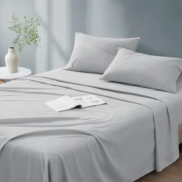 Comfort Spaces 100% Cotton Sheet Set Breathable, Lightweight, Soft with 14" Elastic Pocket Fits up to 16" Mattress, All Season Cozy Bedding, Matching Pillow Case, Queen Good Vibes 4 Piece