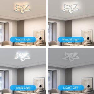 Goeco Dimmable Ceiling Light, White 5-Petals Flower Design Flush Mount Ceiling Lights Fixture, 3000K-6500K LED Acrylic with APP/Remote Control for Bedroom, Dining Room, Living Room, Kitchen