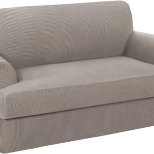 H.VERSAILTEX High Stretch Jacquard 2 Pieces Sofa Cover Couch Cover Furniture Sofa Slip Covers for Living Room, Polyester Spandex Jacquard Fabric Suit for T Cushion/Box Cushion (Sofa 72"-88", Navy)