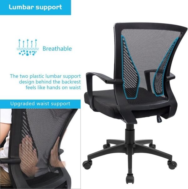 71vBiBYJr9L._AC_SL1000.jpg Furmax Office Chair Mid Back Swivel Lumbar Support Desk Chair, Computer Ergonomic Mesh Chair with Armrest (Black)