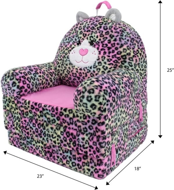 71vO_VQF-vL._AC_SL1500.jpg Soft Landing Elite Premium Character Sofa Seat & Transformable Fold-Out Lounger with Carrying Handle – Leopard