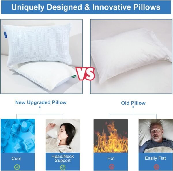 71vT_tUvdQL._AC_SL1500.jpg Cooling Shredded Memory Foam Pillow - 2 Packs Cooling Bed Pillow Adjustable Loft for Side Back & Stomach Sleepers Washable Removable Cover with Extra Bag of Fill