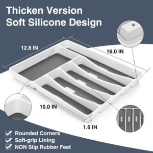 Silverware Set with Organizer, 49 Piece Stainless Steel Hammered Flatware Set for 8, Eating Utensil Sets with Steak knives, Cutlery Tableware Service Include Fork Knife Spoon Set, Mirror Polished