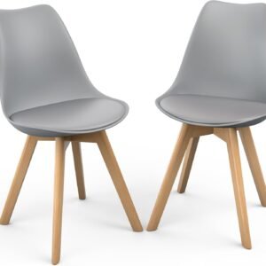 Mid-Century Modern Lounge Chair Set of 2 - High Back Rest, Soft Padded Seats & Solid Wood Legs - Dining, Living Room, Kitchen - DSW Shell Tulip Chair - White